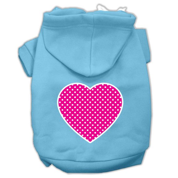 Pet Dog Cat Hoodie Screen Printed, "Pink Swiss Dots Heart"