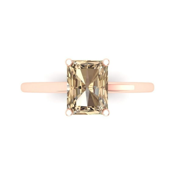 Solitaire Engagement Ring for Women - 2ct Yellow Moissanite in 18K Rose Gold Promise Ring