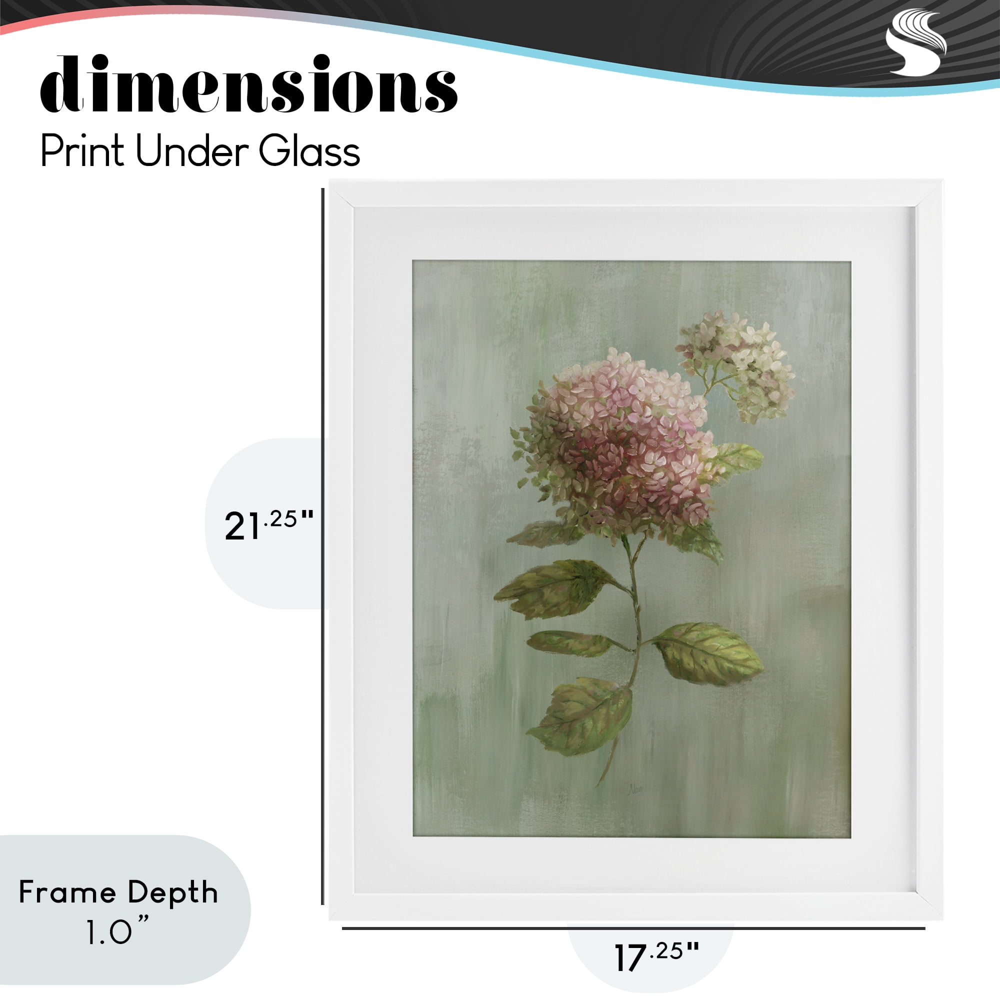 Stupell Industries Vintage Hydrangea Bushel White Framed Print Under Glass, design by Nan