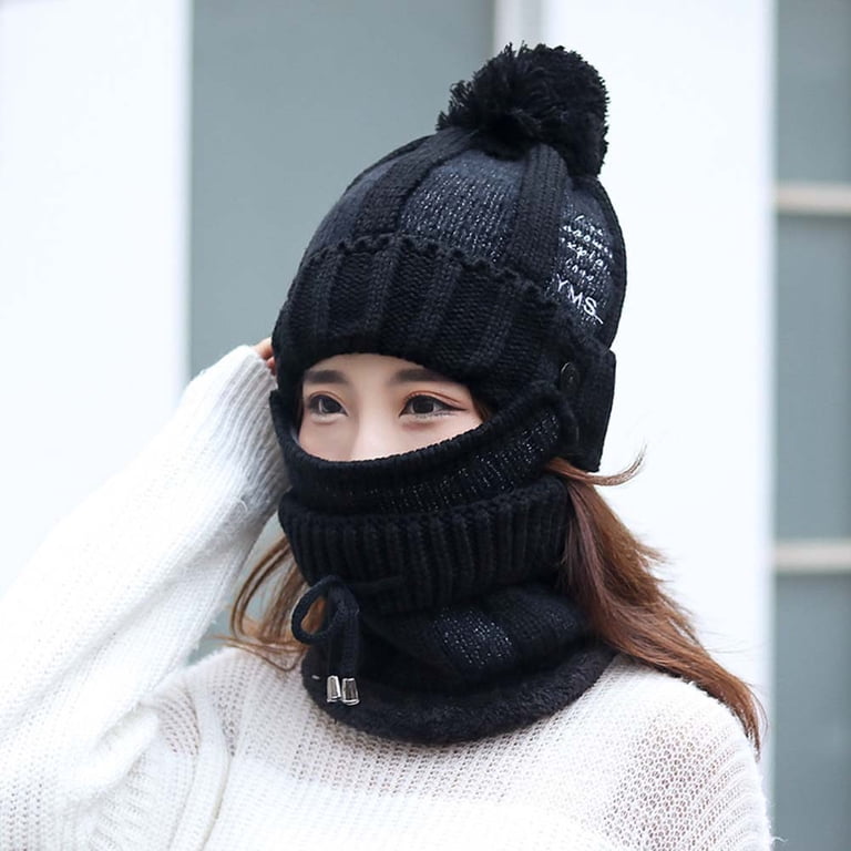 3Pcs/Set Women Winter Thick Warm Woolen Knitted Beanie Hat  display picture 3