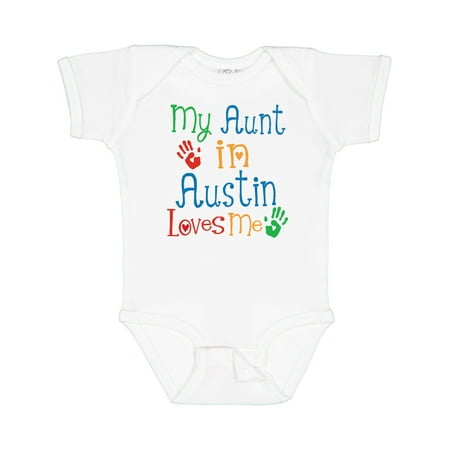 

Inktastic My Aunt in Austin Texas Loves Me Gift Baby Boy or Baby Girl Bodysuit