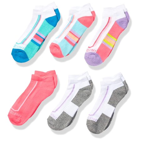 Fruit of the Loom Girls' Active Cushioned Low Cut Socks 6 Pair, White ...