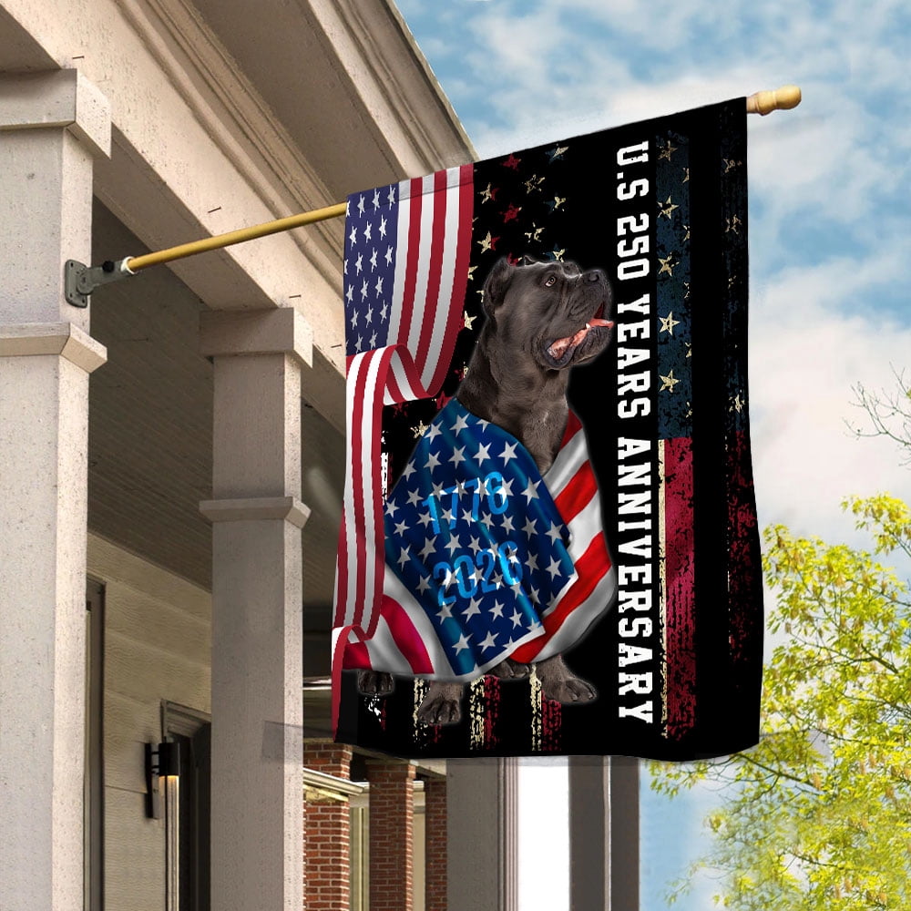 250 Anniversary Flag 29.5x39.5 inch Cane Corso Dog Wearing Patriotic America National Flag 250 Years 1776-2026 Indoor Outdoor Decor