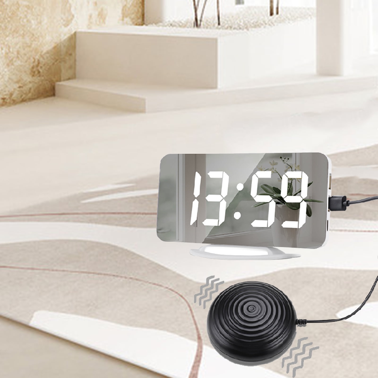 MATHOWAL Alarm Clocks for Heavy Sleepers Led Digital Mirror Clock with