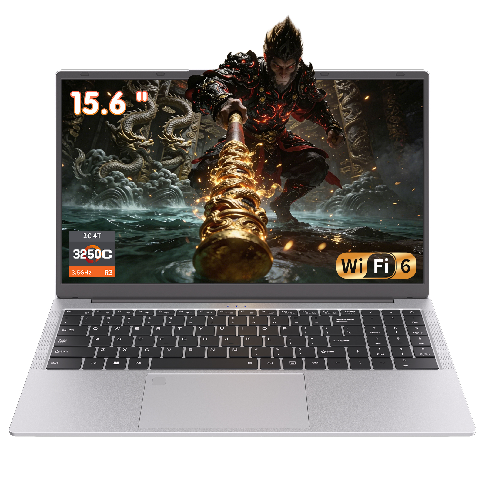 Pryloxen 15.6" Laptop, Win11 Pro Computer, Business Laptop 3250C CPU, 16GB RAM 512GB SSD, Backlit Keyboard, silver