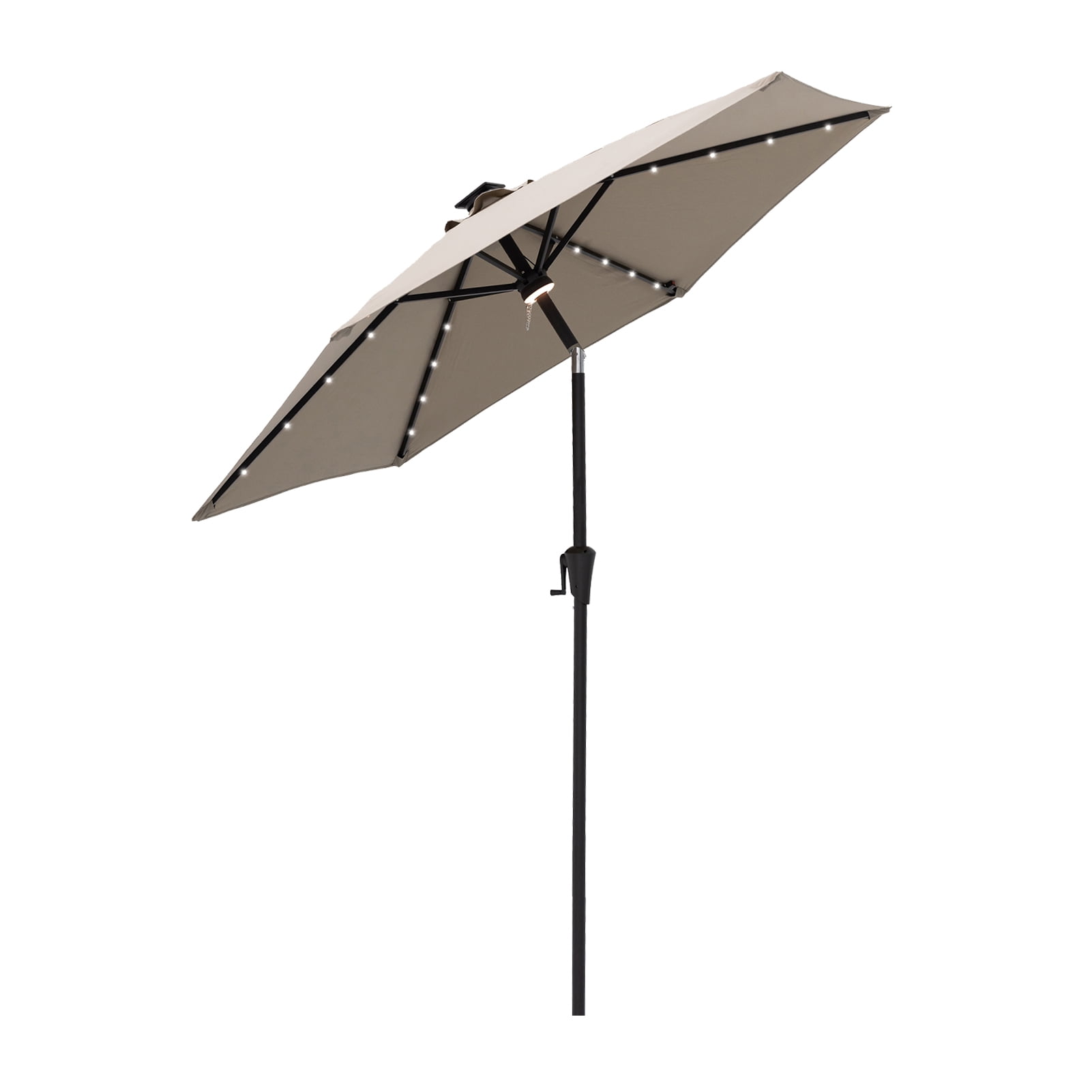 FLAME&SHADE 7.5 ft Solar Powered Outdoor Market Patio Table Umbrella