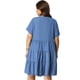 thumbnail image 5 of Women's Plus Size Denim Dress Tiered V Neck Short Sleeve Midi Chambray Dresses Blue 4X, 5 of 7