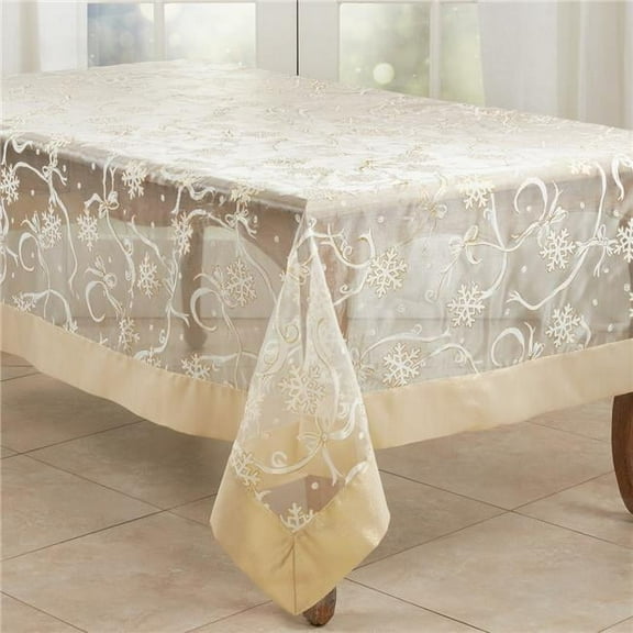 Saro Lifestyle Printed Snowflake and Ribbon Tablecloth