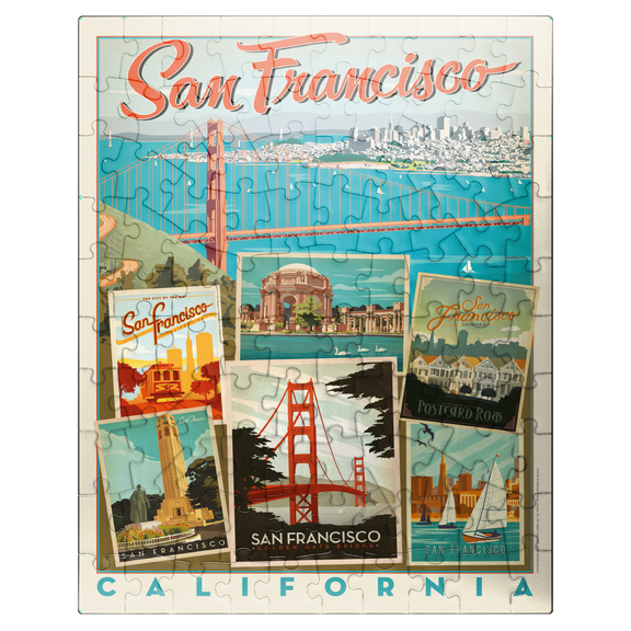 MyPuzzle - San Francisco: Multi-Image Collage Print, Vintage Poster - Premium 100 Piece Jigsaw Puzzle for Adults