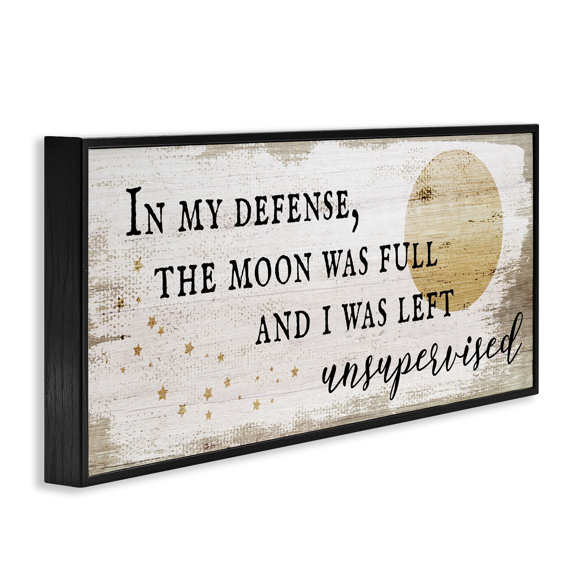 Stupell Industries Sassy Full Moon Halloween Charm Typography Painting Black Framed Art Print Wall Art, 30 x 13
