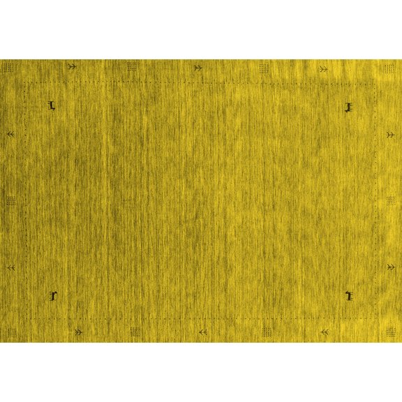 Ahgly Company Indoor Rectangle Abstract Yellow Contemporary Area Rugs, 4' x 6'