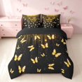 thumbnail image 3 of Homewish Glowing Butterfly Full Size Bedding Sets for Girls, Black Gold Full Size Bed in a Bag, Black Reversible, 7 Pieces, 3 of 7