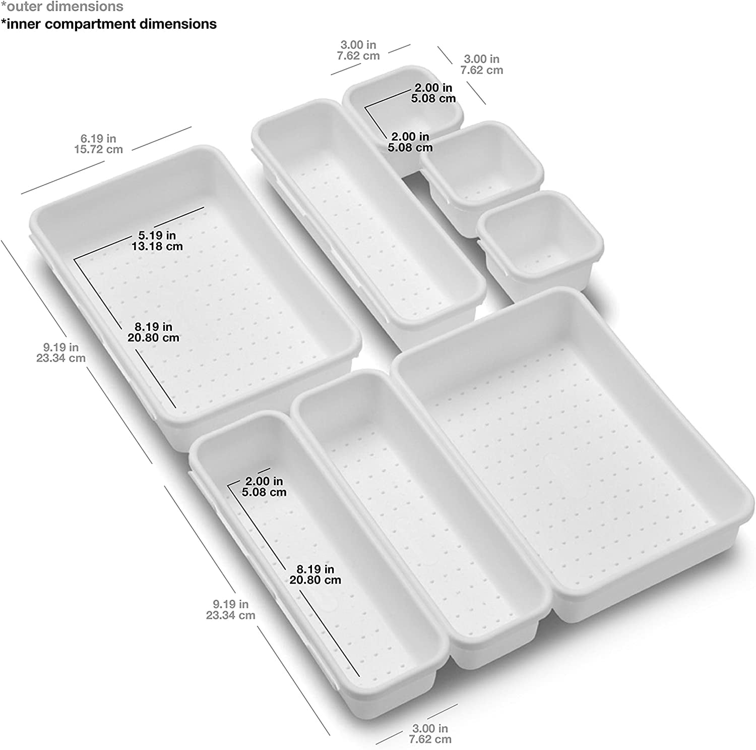 MadeSmart Bin Rack Drawer Organizer, 8 Count