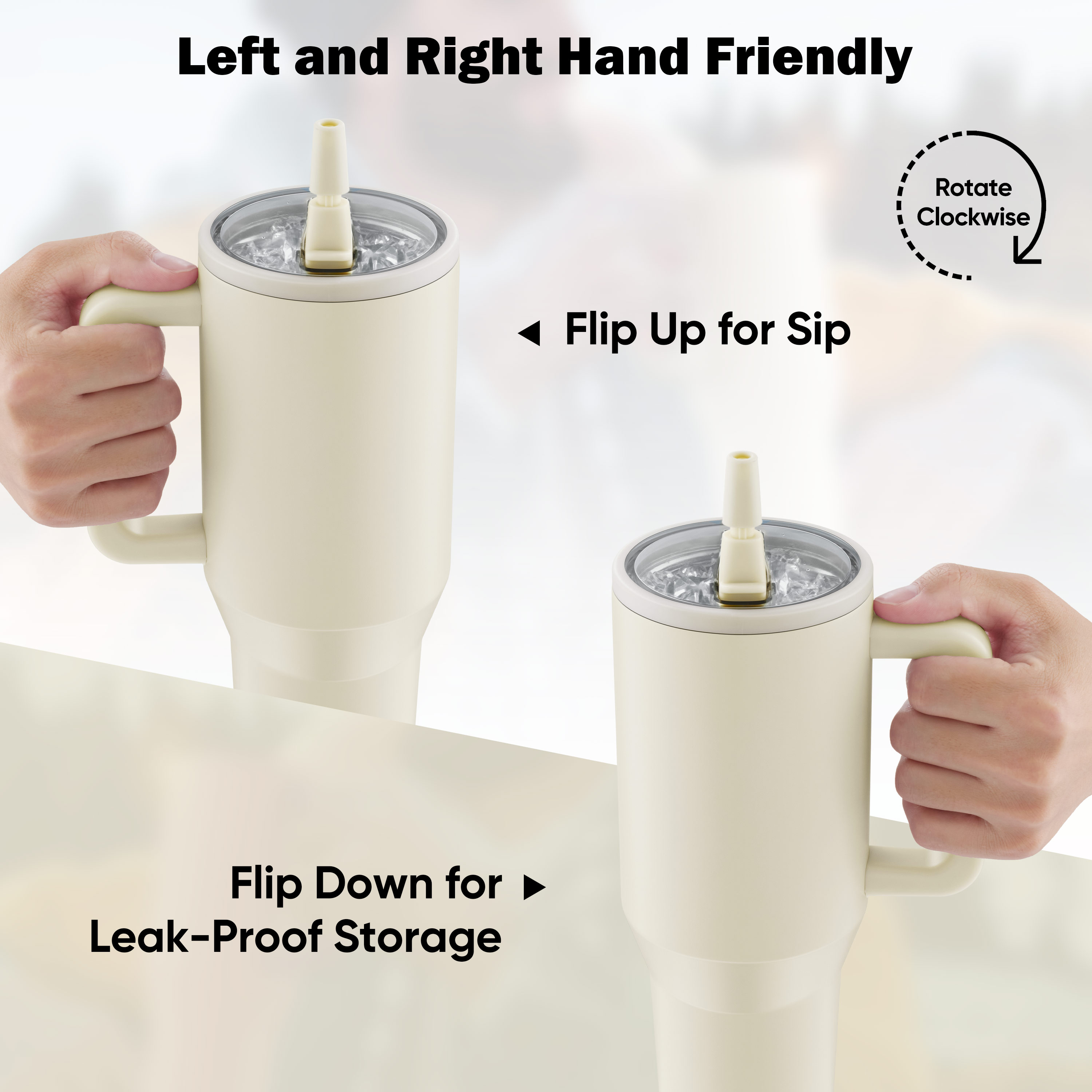 Coliware 40oz Vacuum-Insulated Tumbler with Lid and Straw, Cream photo 5