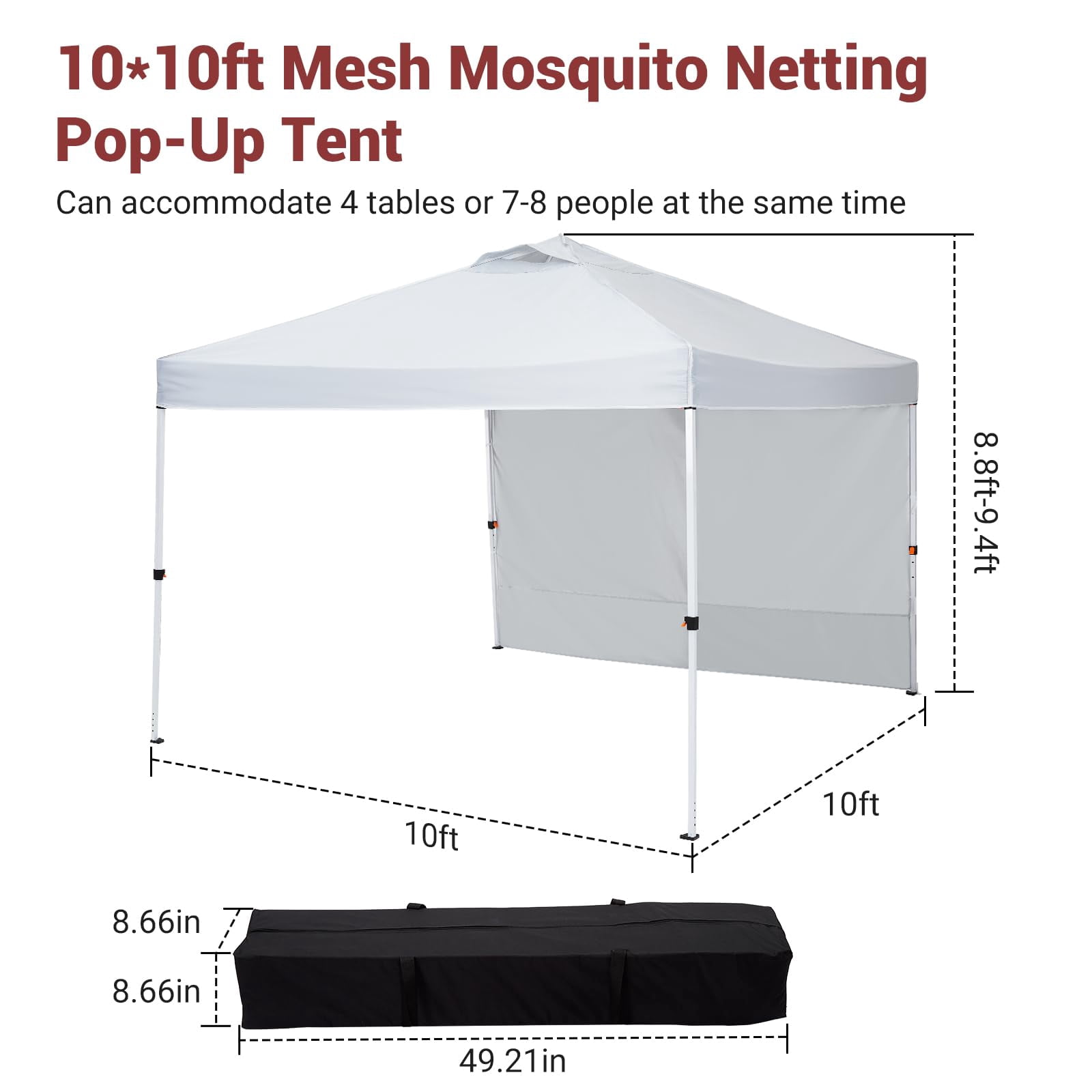 Huisuilinss Pop Up Canopy Tent,8/10FT Beach Tent,Commercial Outdoor Sun Shade,Waterproof Screen Tent,Portable Gazebo With Mesh Mosquito Netting/Side Walls For Events arties Camping Garden Outdoor