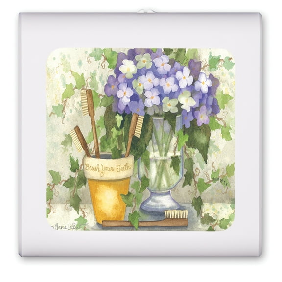 Plug in Dimmable LED Night Light with Dusk to Dawn Auto Sensor, Adjustable Brightness, Warm Light, Auto On/Off Nightlight for Bathroom, Hallway, Nursery, Bedrooms - Brush Holder