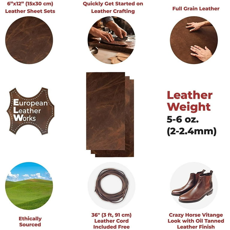 Leather Pieces, Distressed Sheets for Hobby, Craft. Pre Cut DIY