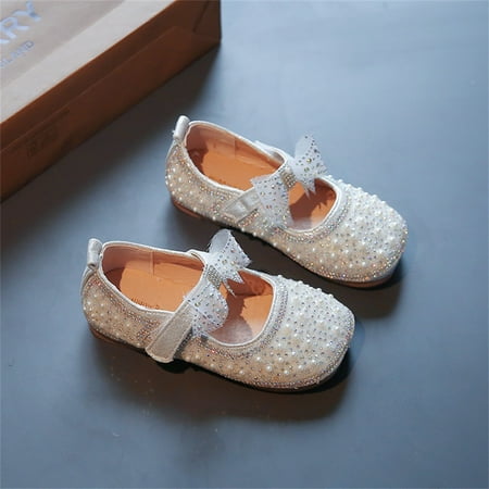 

Hawee Girls Sparkling Pearl Diamante Mesh Ribbon Mary Jane Shoes JW277 Size 5-11.5