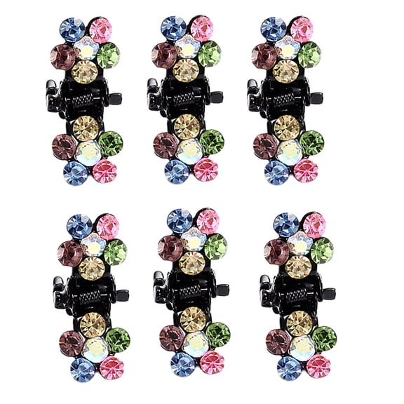 Colorful Rhinestone Small Flower Claw Clips - 6 Pieces - Hair Claw Clips,Mini Hair Clips No-Slip Grip Jaw Clips Glitter Teeth Clips Rhinestone Metal Clamps, 6 Hair Clips, Easter, W Makeup Organizers
