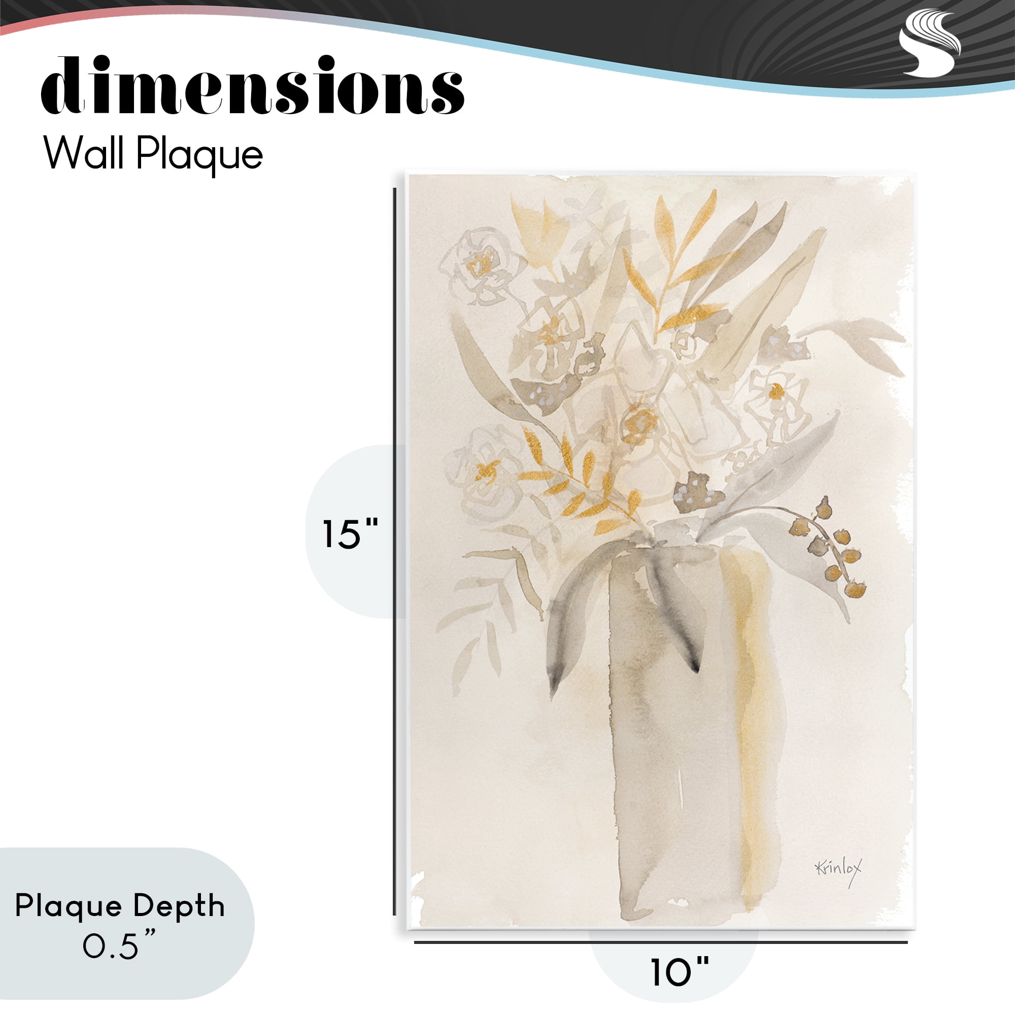 Stupell Industries Earthy Soft Flower Vase Wall Plaque Art, design by Krinlox