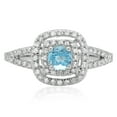 thumbnail image 3 of Dazzlingrock Collection 14K Blue Topaz And White Diamond Split Shank Engagement Halo Bridal Ring, White Gold, Size 8.5, 3 of 4
