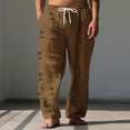 thumbnail image 1 of Pantalones largos para hombre, cintura elástica, transpirables, cómodos, suaves, informales, de playa, de poliéster., 1 of 5