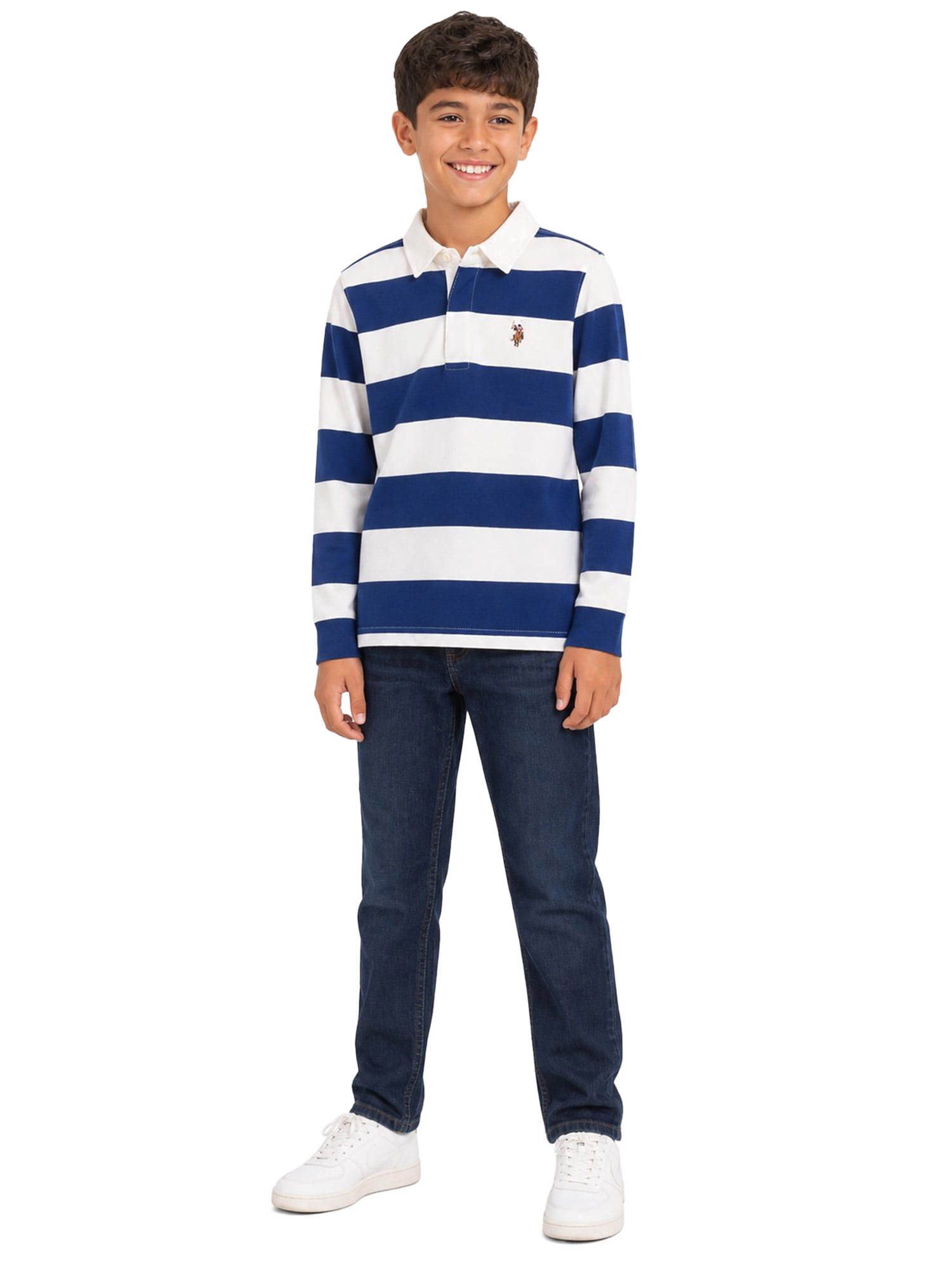 U.S. Polo Assn. Boys Long Sleeve Rugby Shirt, Sizes 4-18