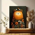 thumbnail image 6 of Green Orange Cat Illustration Canvas Happiness Quote Cottagecore Classroom Wall Decor, 6 of 8