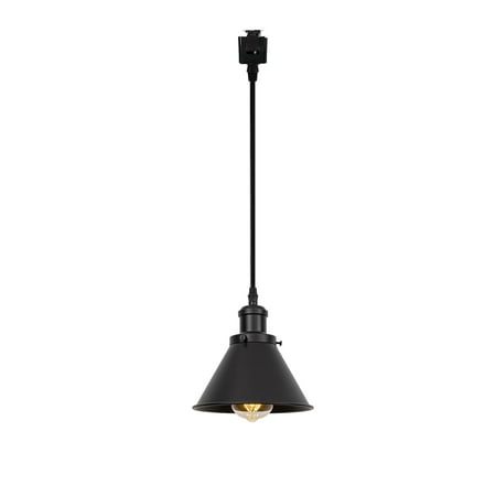 

KAYYELAMP Total Length 24 Inches J-Type Track Light Vintage Design E26 Base Black Metal Drop Light for Kitchen Sink Loft Stairways Loft(No Bulb Track)