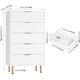 thumbnail image 2 of 47.9 - pulgada de altura cómoda blanca con 5 cajones y metal handles para dormitorio, closet, sala de estar, o entrada, 2 of 8
