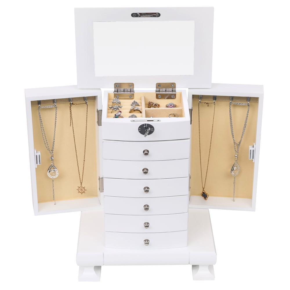 Veryke Exquisite Wooden Jewelry Box Organizers Wood Armoire