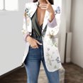 thumbnail image 3 of Chaquetas de traje de Negocios Chaqueta de traje de manga larga con solapa y estampado Floral para mujer, informal y cómoda, versátil, ajustada, Otoño e Invierno,blazer moda（Beige， XXL), 3 of 5