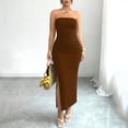 thumbnail image 5 of Bnwani Womens Dresses,Summer Dresses for Women,Solid,Side Split,V-Neck,Sleeveless,Coffee,M, 5 of 7