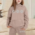 thumbnail image 2 of CAIXIA Girls Outfits Size 7 Girls Casual 2 Piece Outfit Set Cozy Hooded Pullover And Joggers Printed Tracksuit For Toddler Kids Winter Wear,Khaki, 2 of 6
