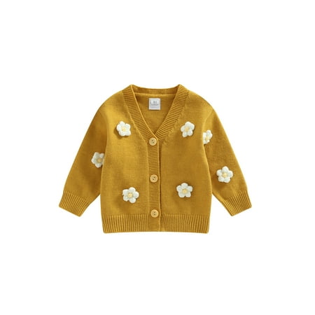 

Toddler Little Baby Girl Fall Clothes Long Sleeve Knitting Cardigan Sweater Flower Winter Knitwear Sweater Jacket