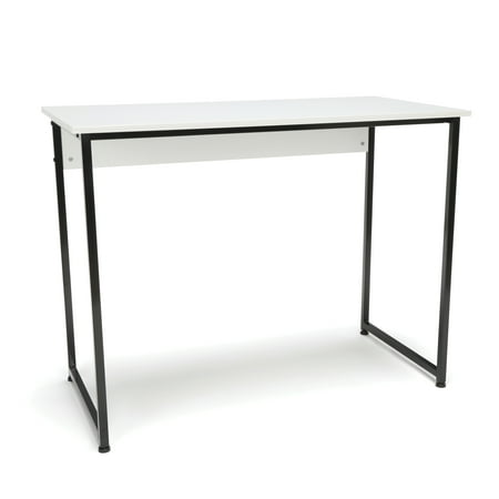 Essentials by OFM ESS-1040 Office/Computer Desk and Workstation with Metal Legs, White with Black Frame