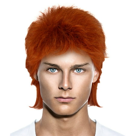 Cece David Bowie 70s Rocker Style Hair Wigs w/ Wig Cap Cosplay Costume Party Halloween Hairpiece for Men