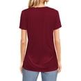 thumbnail image 3 of JYLFC Womens Tops Short Sleeve Loose V Neck Casual Tee Shirts, Burgundy 2XL, 3 of 5