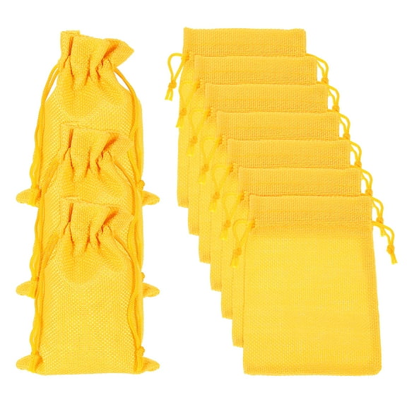 Uxcell Burlap Bags with Drawstring, Favor Sacks Jewelry Pouches for Gifts, Bright Yellow