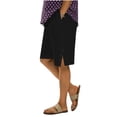 thumbnail image 1 of Xfvqtps Women Plus Size Shorts with Pocket Knee Length Side Slit Button Decoration Solid Color Casual Summer Shorts, 1 of 7
