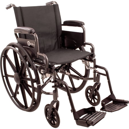 Roscoe Medical Steel K4-Lite Wheelchair, 16" with Swing Away Footrests, Black, 300 lb Capacity