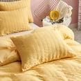 thumbnail image 3 of TBWYF Duvet Cover Set 3 Piece Bedding, Soft Seersucker Microfiber Comforter Cover with 2 Pillow Shams Yellow Full/Queen(90"*90"), 3 of 5