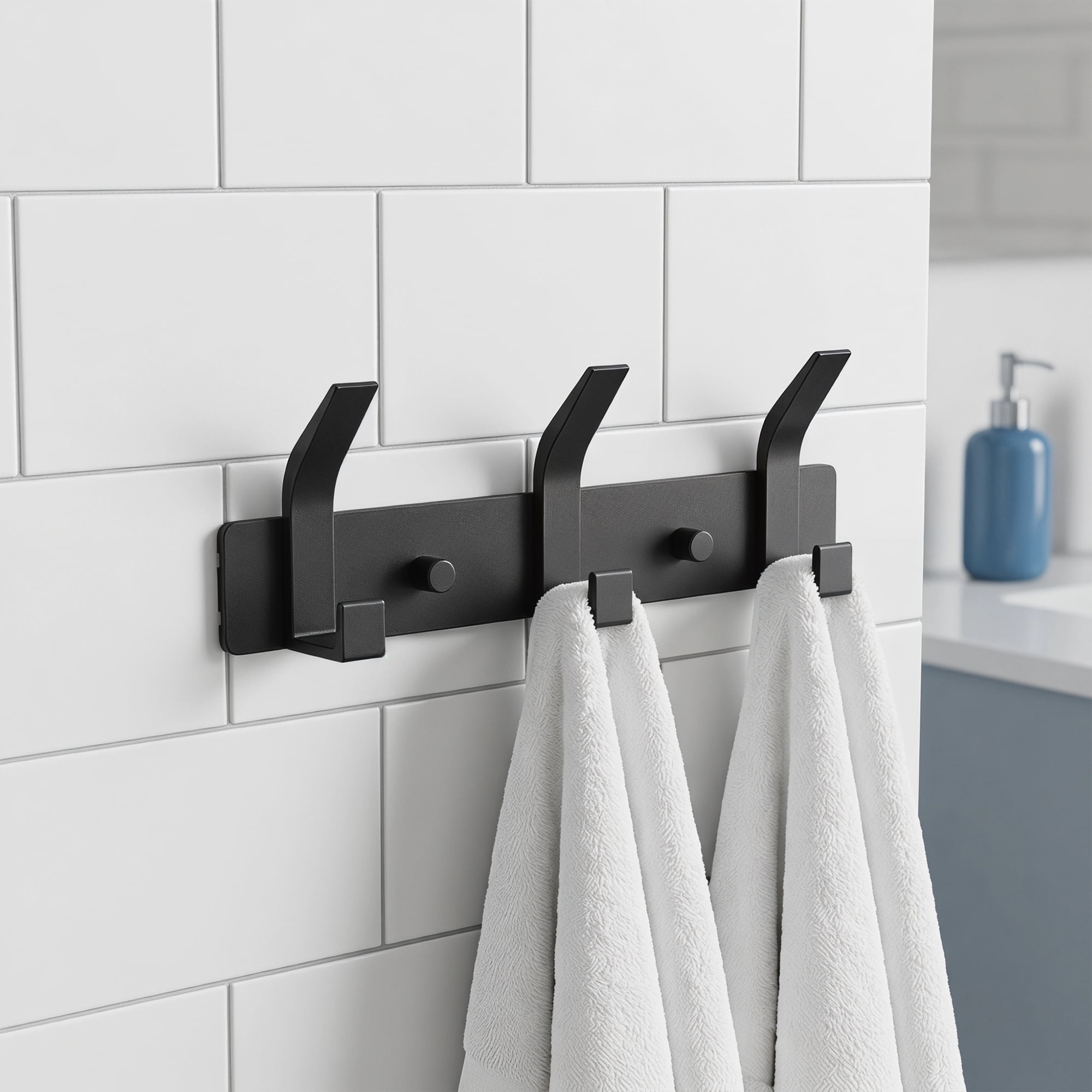 Unique Bargains Coat Rack Wall Mount Metal Hook for Bathroom and Bedroom Black 3 Hooks