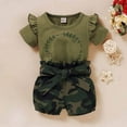 thumbnail image 2 of Mercatoo Baby Girl Clothes Toddler Outfits Short Sleeve Ruffle T Shirt Camouflage Shorts 3Pcs Summer Clothing for Little Girls, 2 of 9