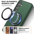 thumbnail image 2 of Allytechgroup Magnetic Case for Samsung Galaxy S22 Plus, Built-in Invisible 360° Rotatable Kickstand, Compatible with MagSafe, PU Leather Slim Shockproof Protective Phone Case Cover, Darkgreen, 2 of 6