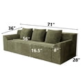 thumbnail image 4 of Leumius 71" 3 Seater Cloud Sofa Couch,Modern Corduroy Upholstered Boneless Sofa Couch with Deep Seat for Living Room,No Assembly Required,Antique Green, 4 of 5