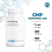 SuperSmart - DHEA 50mg - DHEA Supplement for Men & Women | Non-GMO & Gluten Free - 150 Vegetarian Capsules