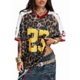 thumbnail image 2 of Gynyvoja Jersey Shirts for Women Oversized T-Shirt Jersey Top Graphic V Neck T-Shirts for Teen Girls Leopard Print 4XL, 2 of 9