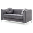 thumbnail image 2 of HomeStock Seaside Serenity Loveseat with Soft Velvet Channel Tufting, Stylish Pocketed Coil Cushions and Chrome Plated Legs, Includes Matching Throw Pillows-Color:Gray, 2 of 5