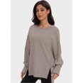 thumbnail image 5 of Women Oversized Sweatshirts Crewneck Side Slit Pullover Long Sleeve Casual Tops, 5 of 6